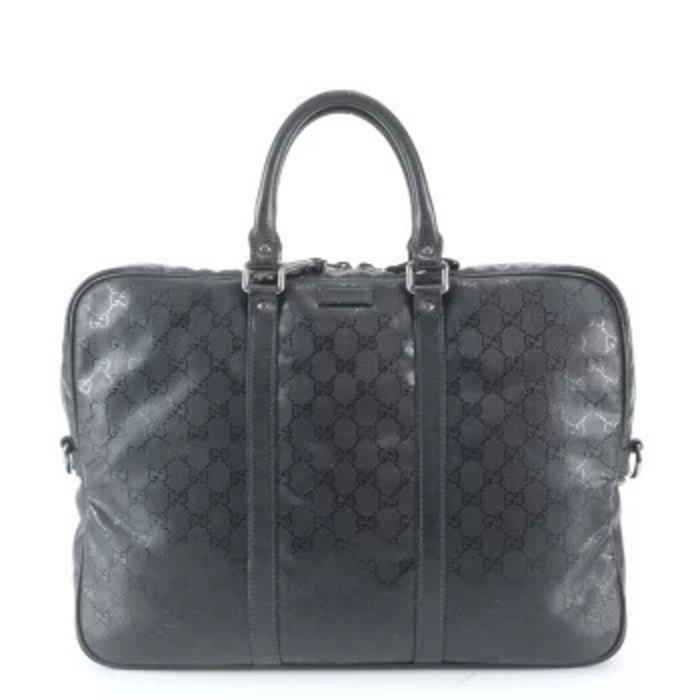 Gucci GG Imprime Leather Business Briefcase Tote Black